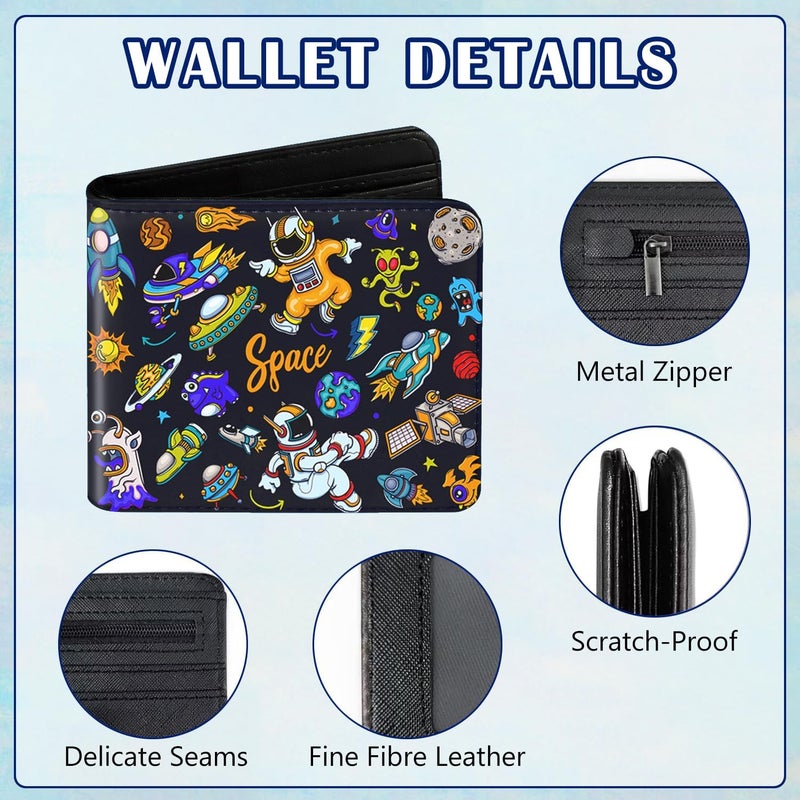 Qoibraze Kids Wallet for Boys Teen, Cool Boy Wallet for Kids Age 6-8 9-12 12-14, Funny Bifold Leather Purse, Small Wallets with Coin Pocket for Childrens Birthday Christmas Gifts - Image 4